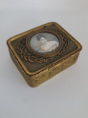 Antique French Gilt Jewelry Trinket Box
